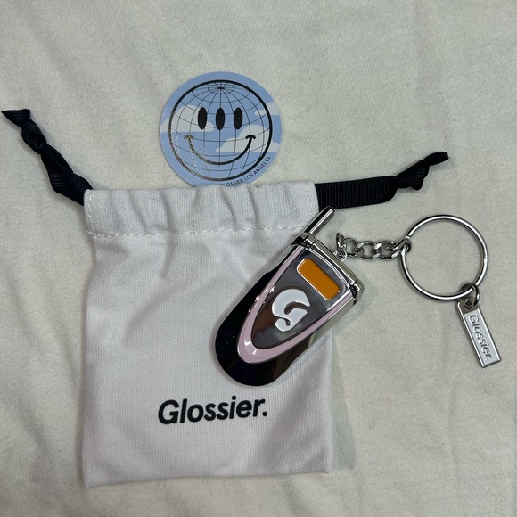 Glossier LA Exclusive Flip Phone Mirror Keychain/Keyring (In Dust Bag) Brand New - Picture 2 of 4
